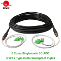 6 жилы наружного GYFTY типа кабель волоконно-оптические водонепроницаемые Pigtail